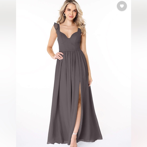 Azazie bridesmaid dress in steel grey - custom sizing approx size 6 - Picture 3 of 8
